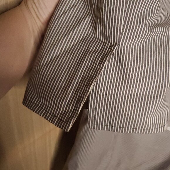 Composd Taupe White Pinstripe High Low Blazer 14 - Picture 5 of 8